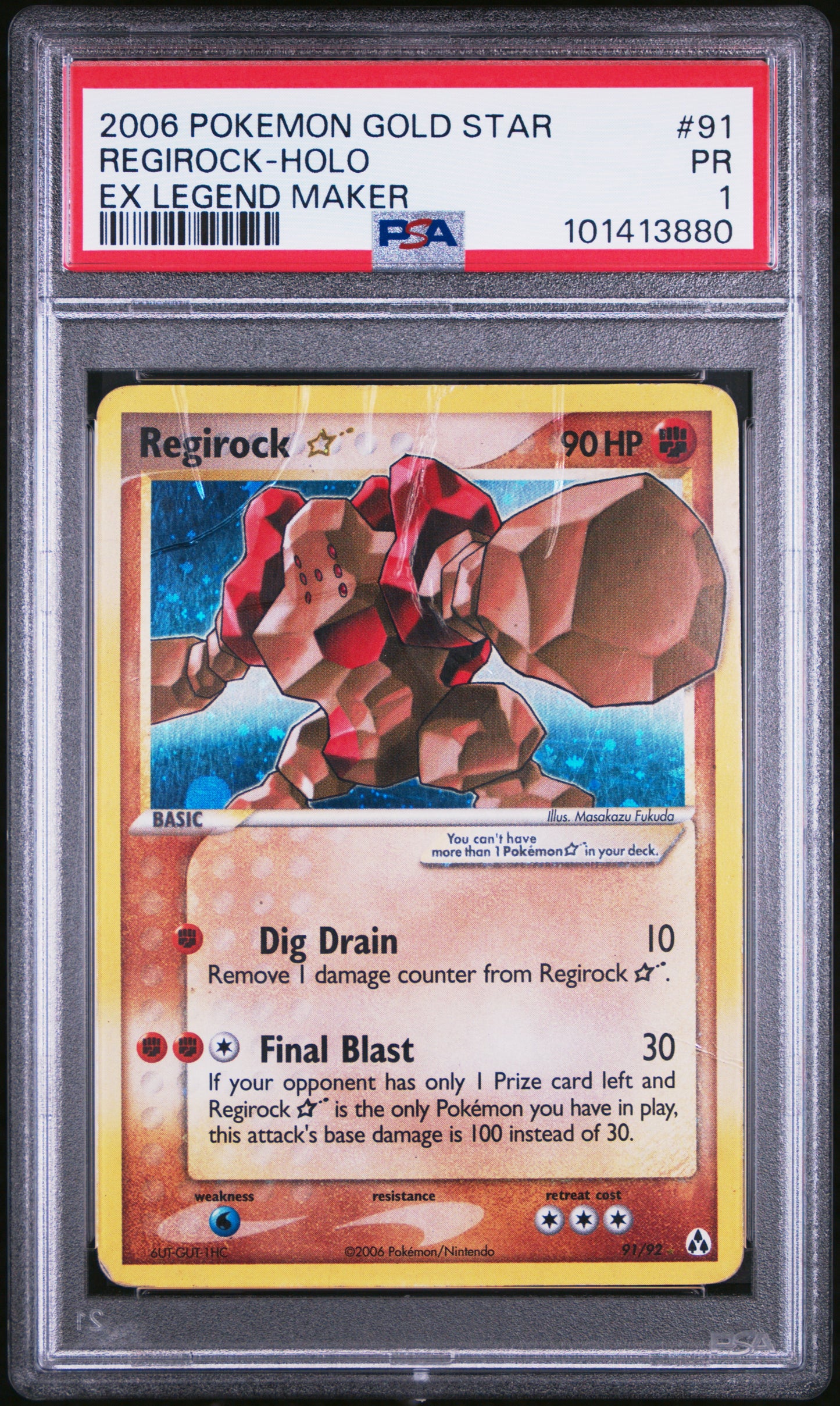 PSA 1 – Regirock 2006 Pokémon EX Legend Maker #91 Regirock - Holo EX Legend Maker