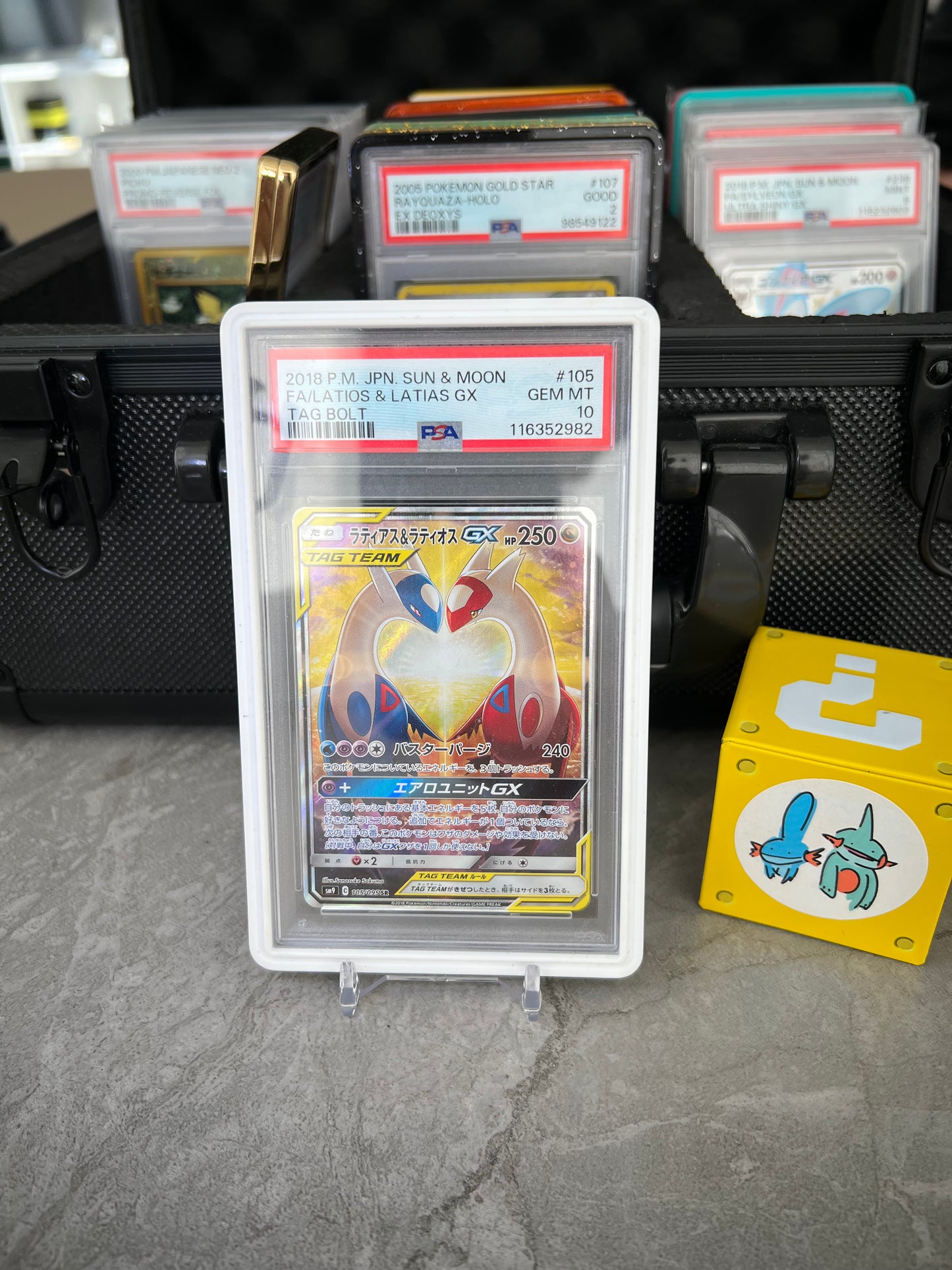 PSA 10 – Latios & Latias GX 2018 Pokémon Japanese Sun & Moon Tag Bolt #105 FA/Tag Team GX