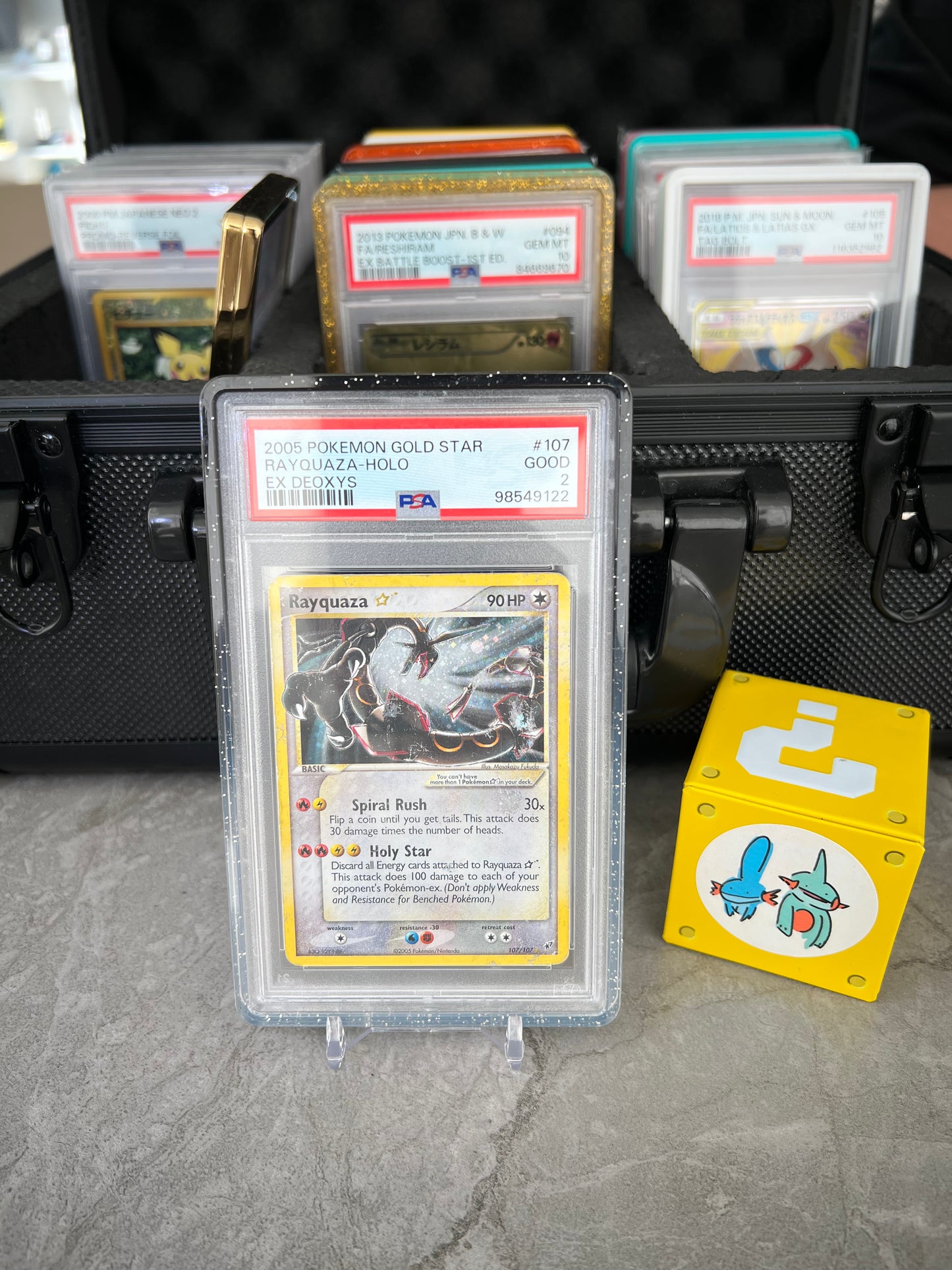 PSA 2 – Rayquaza ☆ 2005 Pokémon EX Deoxys #107 Gold Star/Holo
